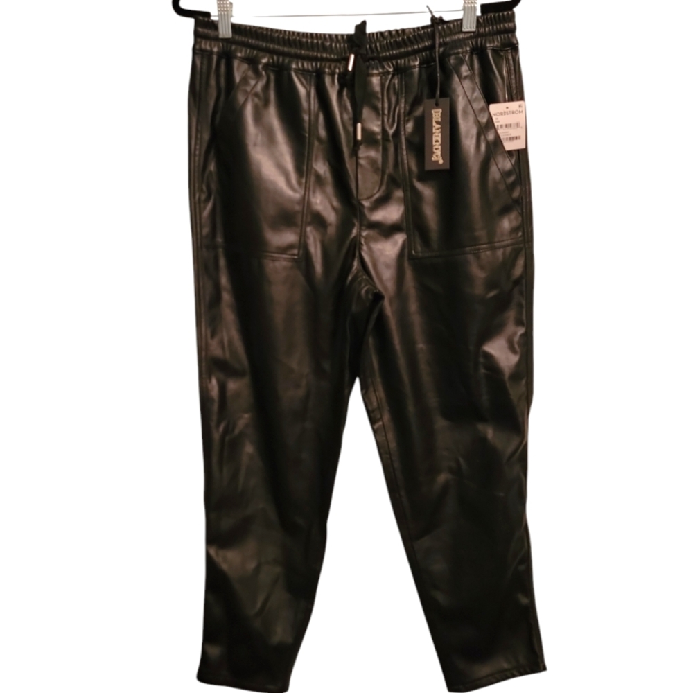 Blank NYC Black Faux Leather Jogger Pants
